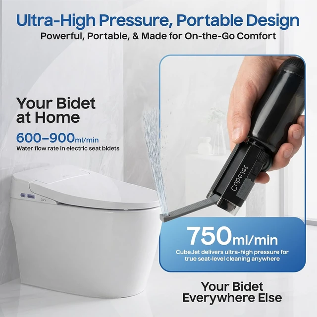 Alt view image 3 of 7 - ® CubeJet Portable Travel Bidet, 380mL Bottle, Obsidian Drift