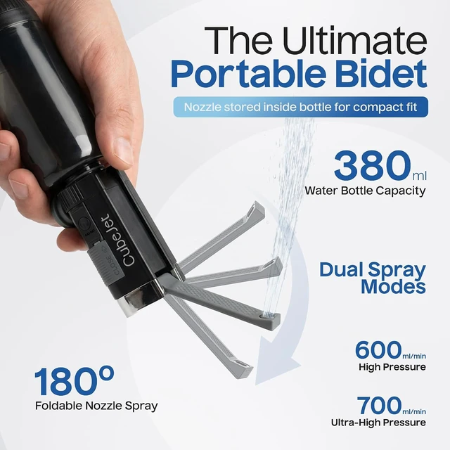 Alt view image 5 of 7 - ® CubeJet Portable Travel Bidet, 380mL Bottle, Obsidian Drift