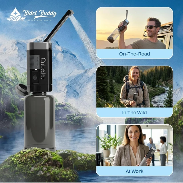 Alt view image 7 of 7 - ® CubeJet Portable Travel Bidet, 380mL Bottle, Obsidian Drift