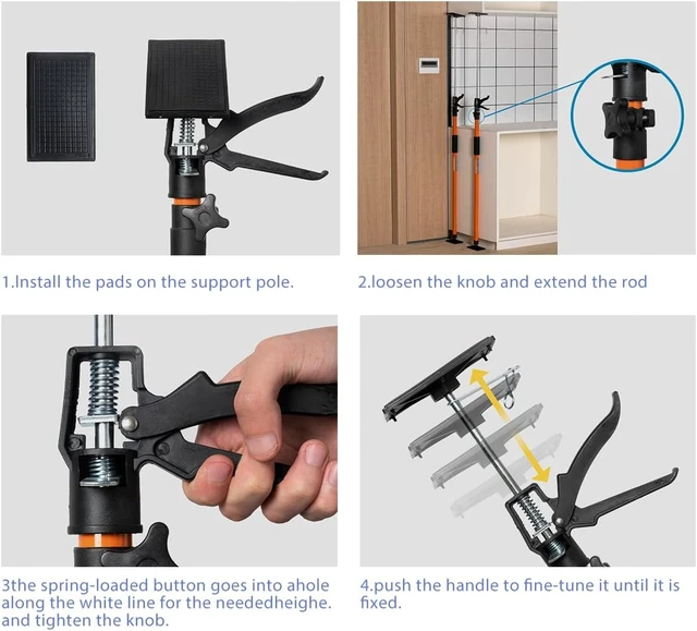Alt view image 2 of 2 - 2-Pack Steel Telescopic 3rd Hand Support System, Extends 49-114 Inch, Supports up to 154 lbs