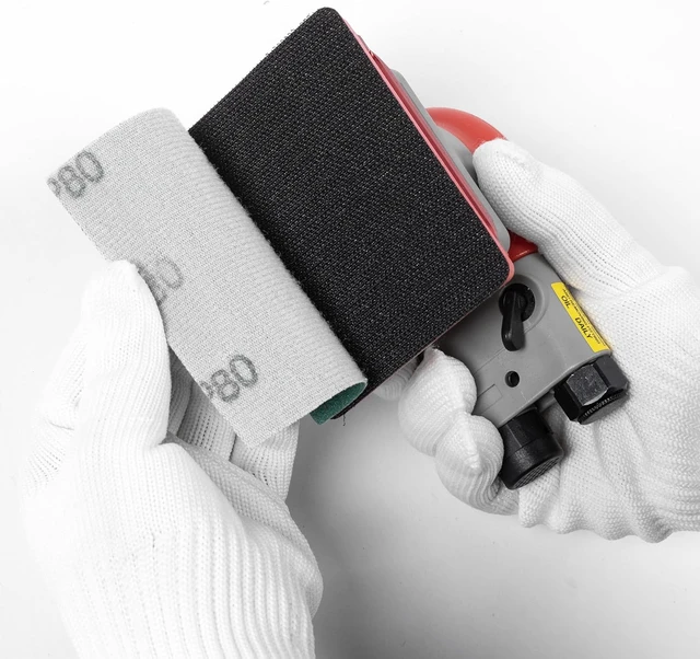 Alt view image 3 of 6 - Pneumatic Random Orbital Sander, 3 x 4-Inch Lightweight Palm Sander, 1/8" (3mm) Orbit, 10000 RPM with Backing Pad & 12 Sandpapers