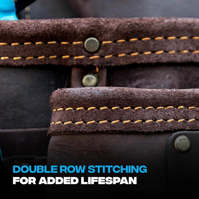 Alt view image 4 of 7 - Pro Full Grain Leather Tool Pouches with Double Stitching & Rivet-Reinforced Pockets
