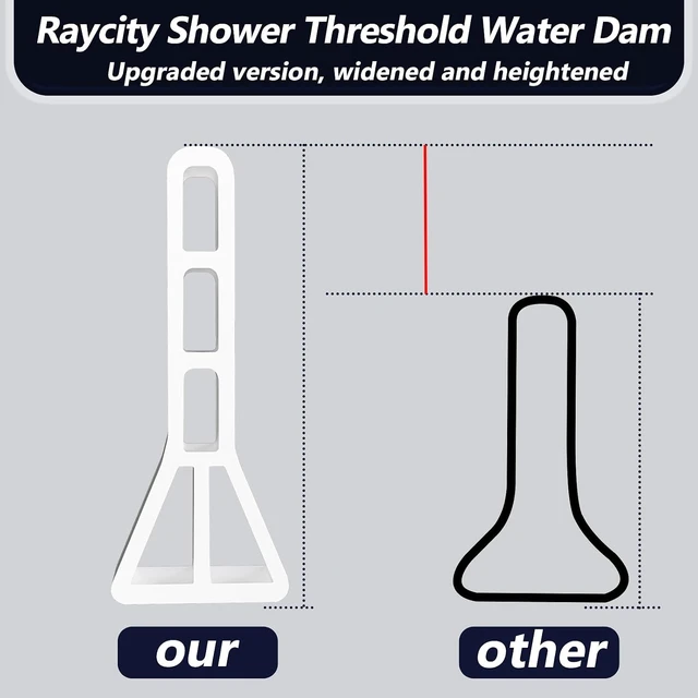 Alt view image 3 of 7 - 3"H Shower Threshold Water Dam, Water Guard, 59 Inch (White)