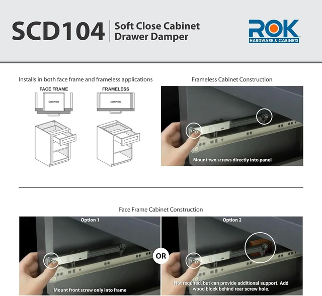 Alt view image 4 of 7 - 10-Pack Titus Hardware Soft Close Drawer Adapter, Add-On/Retrofit for Wood Drawers (White), SCD104W