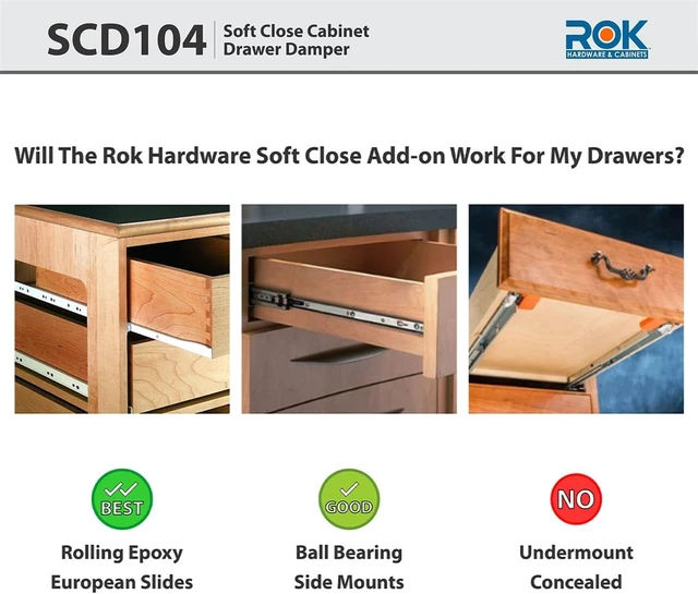 Alt view image 5 of 7 - 10-Pack Titus Hardware Soft Close Drawer Adapter, Add-On/Retrofit for Wood Drawers (White), SCD104W