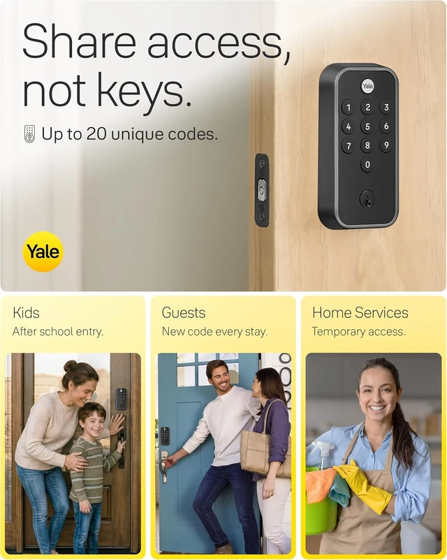 Alt view image 4 of 7 - Keypad Deadbolt for Keyless Front Door Entry (Black Suede)