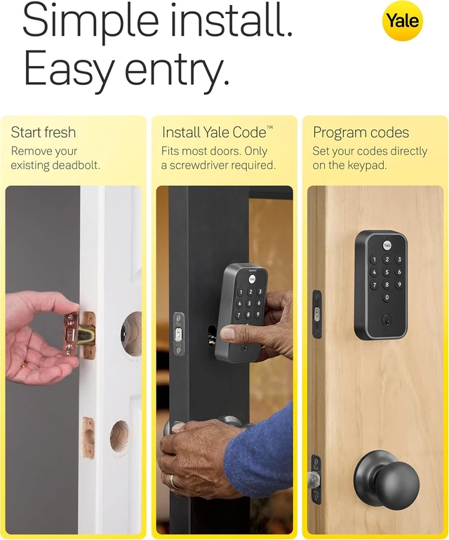 Alt view image 6 of 7 - Keypad Deadbolt for Keyless Front Door Entry (Black Suede)