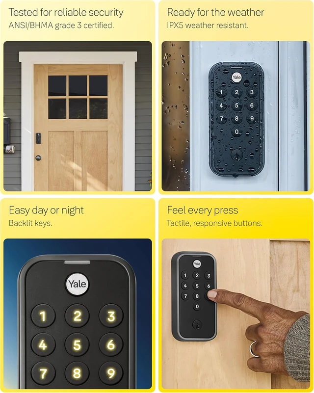 Alt view image 7 of 7 - Keypad Deadbolt for Keyless Front Door Entry (Black Suede)
