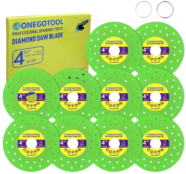 Main image of 4-1/2 Inch Diamond Saw Blade for Angle Grinder, Tile Cutter for Porcelain, Ceramic, Glass & Marble (10 Pcs)