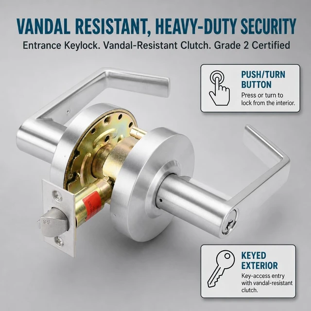 Alt view image 7 of 7 - LO-Lock ADA-Compliant Commercial Lever Door Lock with Clutch Keylock
