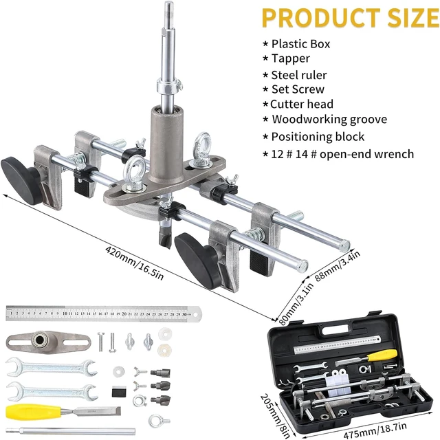 Alt view image 6 of 7 - Door Mortise Lock Jig with 18mm, 22mm & 25mm Tungsten Steel Cutters, Lock Hole Opener Kit for Wooden Doors