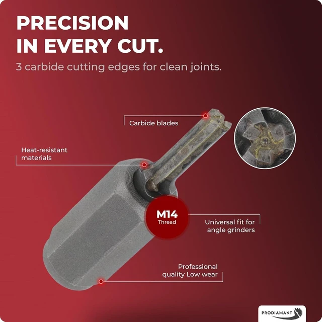 Alt view image 3 of 7 - 6mm (1/4 Inch) Mortar Rake Tuck Pointing Bit for Angle Grinder
