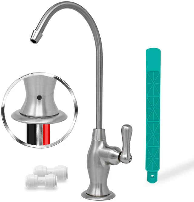 Main image of Airgap RO Faucet with 3-Connection Ports, NSF Certified, Vase Style with Pre-Inserted Tubing & Install Tool (Brushed Nickel)