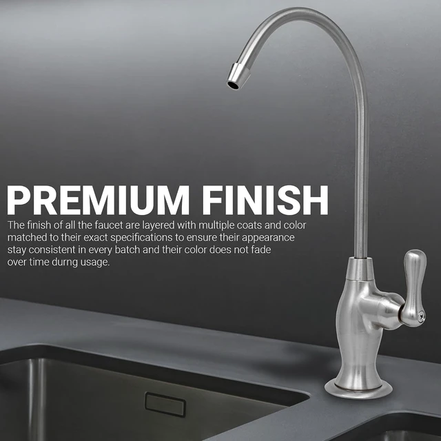 Alt view image 3 of 7 - Airgap RO Faucet with 3-Connection Ports, NSF Certified, Vase Style with Pre-Inserted Tubing & Install Tool (Brushed Nickel)