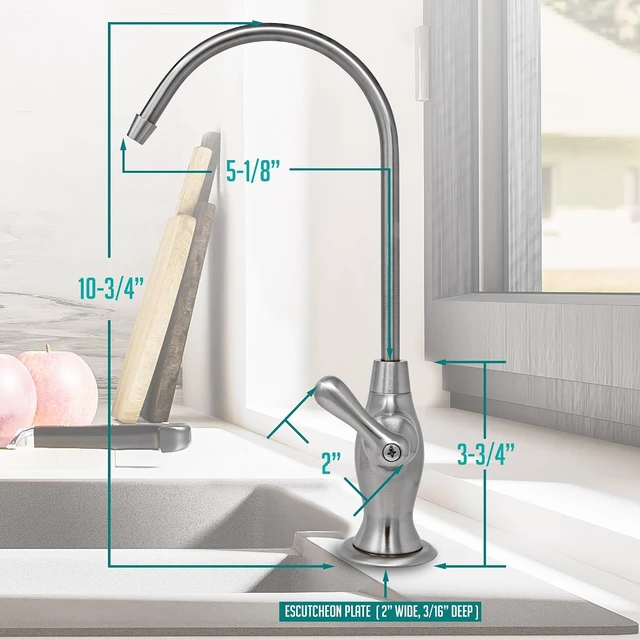 Alt view image 4 of 7 - Airgap RO Faucet with 3-Connection Ports, NSF Certified, Vase Style with Pre-Inserted Tubing & Install Tool (Brushed Nickel)
