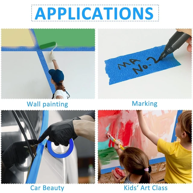 Alt view image 7 of 7 - 3" x 60 Yards Blue Painter's Tape, Wide Masking Tape for Painting, 6-Pack