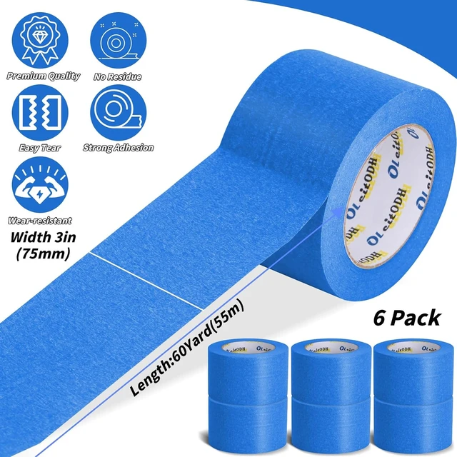 Alt view image 2 of 7 - 3" x 60 Yards Blue Painter's Tape, Wide Masking Tape for Painting, 6-Pack