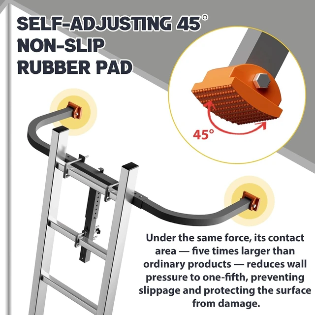 Alt view image 3 of 7 - Heavy-Duty Steel Extension Ladder Stabilizer for Roof, Adjustable Standoff for Gutters & Windows