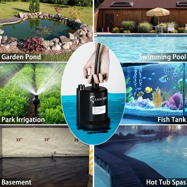 Alt view image 7 of 7 - 1/2 HP 2450GPH Submersible Sump Pump, Thermoplastic Portable Utility Pump with 10FT Cord for Pools, Basements & Ponds