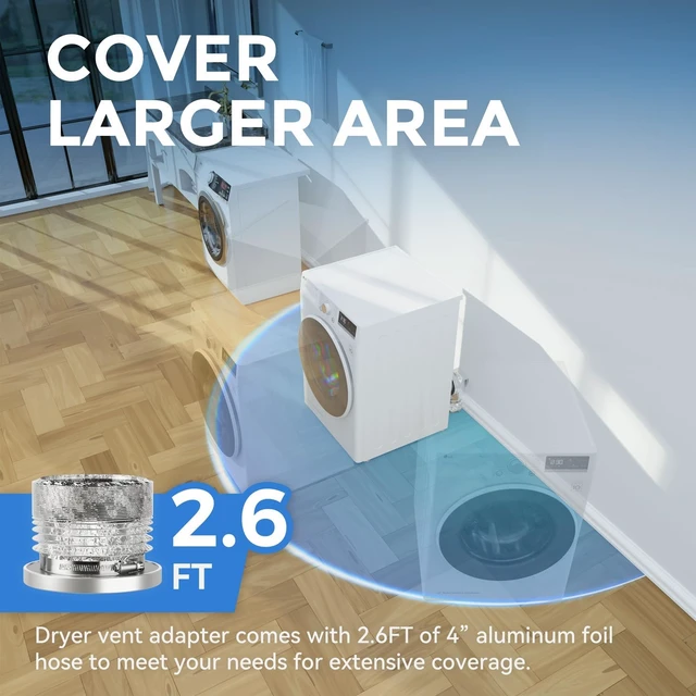 Alt view image 3 of 6 - DV90 Magnetic Dryer Vent Coupling Kit, Airtight Seal Quick Connector with 2.6ft 4" Duct & Two Clamps