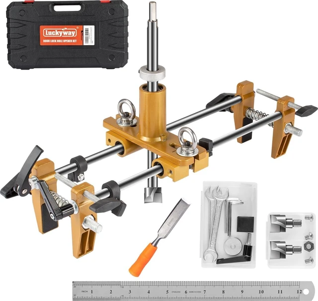 Main image of Door Lock Installation Kit, Mortise Jig & Lock Mortiser with 3 Drill Bits for Wooden Doors