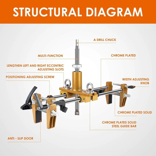 Alt view image 2 of 7 - Door Lock Installation Kit, Mortise Jig & Lock Mortiser with 3 Drill Bits for Wooden Doors