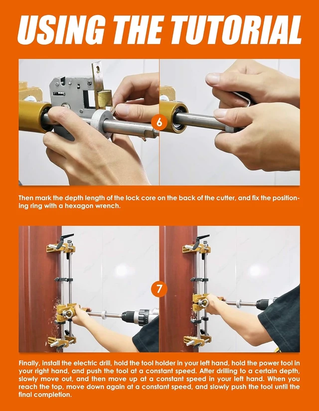 Alt view image 6 of 7 - Door Lock Installation Kit, Mortise Jig & Lock Mortiser with 3 Drill Bits for Wooden Doors