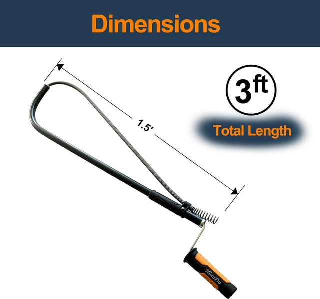 Alt view image 3 of 7 - Professional Toilet/Closet Auger, 3 Feet Pipe Snake