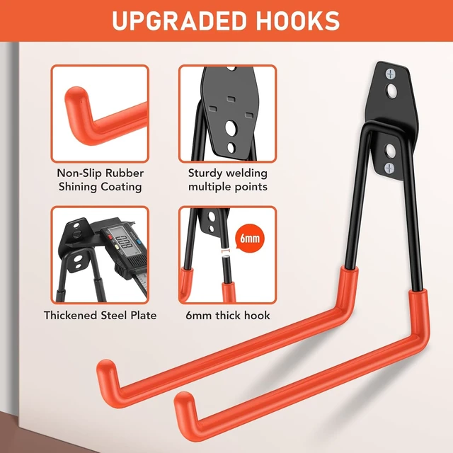 Alt view image 4 of 7 - Anti-Slip Heavy Duty Wall Mount Garage Hooks, 32-Pack