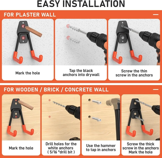 Alt view image 6 of 7 - Anti-Slip Heavy Duty Wall Mount Garage Hooks, 32-Pack