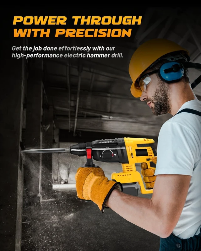 Alt view image 7 of 7 - Cordless SDS Hammer Drill for Dewalt 20V MAX, Brushless Rotary Hammer with Safety Clutch for Concrete & Masonry (No Battery)