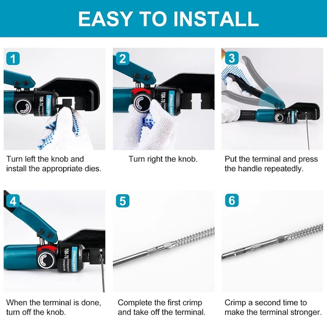 Alt view image 7 of 7 - 10-Ton Hydraulic Crimping Tool for 1/8"-3/16" Cable Railing Kits