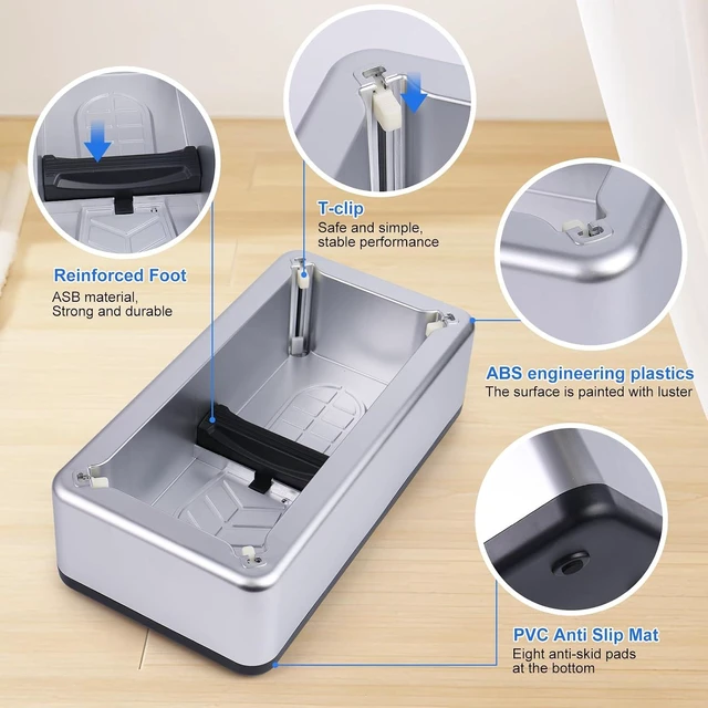 Alt view image 3 of 7 - Shoe Cover Dispenser with 200 PCS Disposable Non-Slip Covers, Fits Up to Size 11 US Men (Silver)