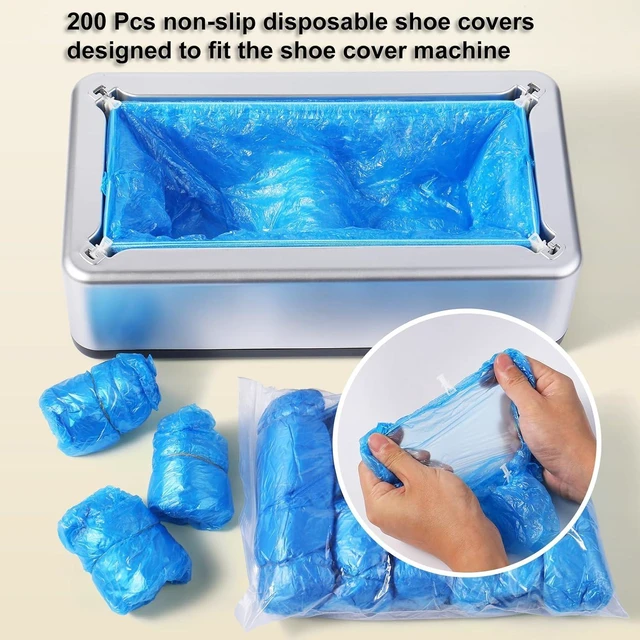 Alt view image 5 of 7 - Shoe Cover Dispenser with 200 PCS Disposable Non-Slip Covers, Fits Up to Size 11 US Men (Silver)