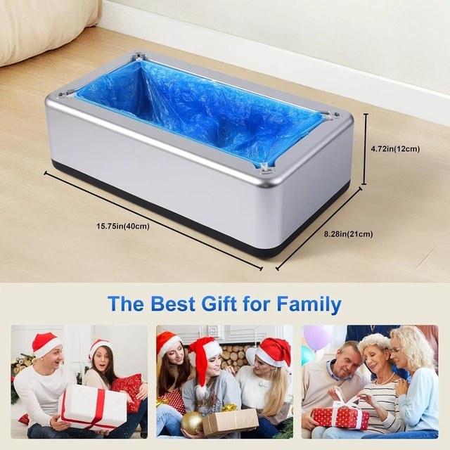 Alt view image 6 of 7 - Shoe Cover Dispenser with 200 PCS Disposable Non-Slip Covers, Fits Up to Size 11 US Men (Silver)