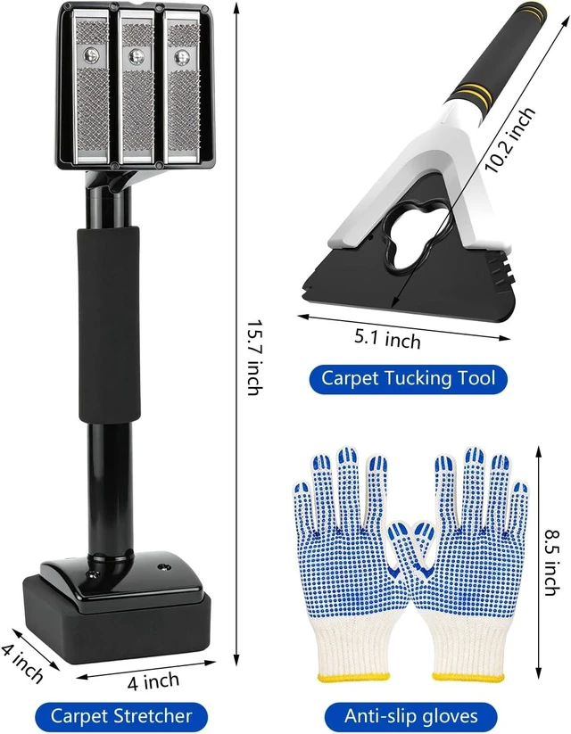 Alt view image 2 of 7 - Carpet Knee Kicker Kit with Tucker & Stretcher Tools for Carpet Stretching, Tucking & Installation