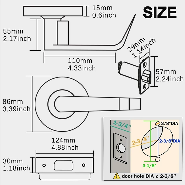 Alt view image 3 of 7 - Heavy Duty Grade 2 Keyed Entry Commercial Lever Door Lock for Office