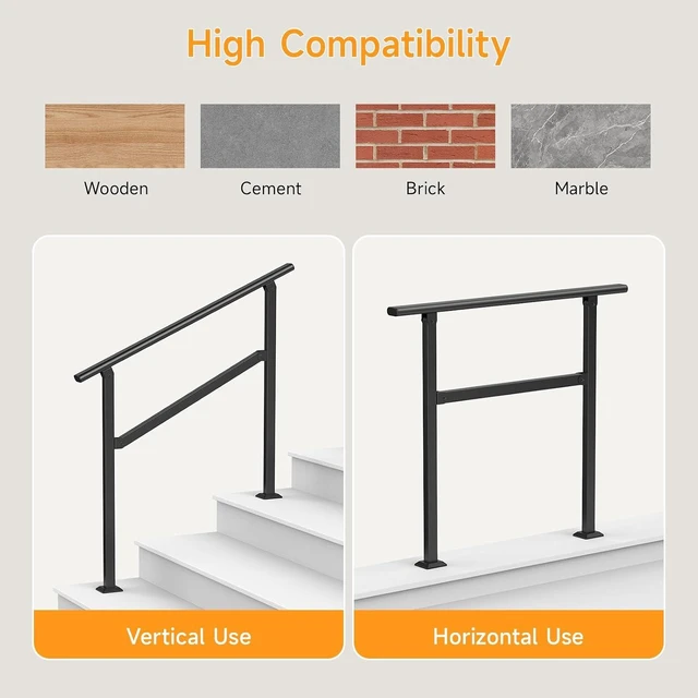 Alt view image 4 of 7 - Wrought Iron Hand Rails for 2-5 Outdoor Steps