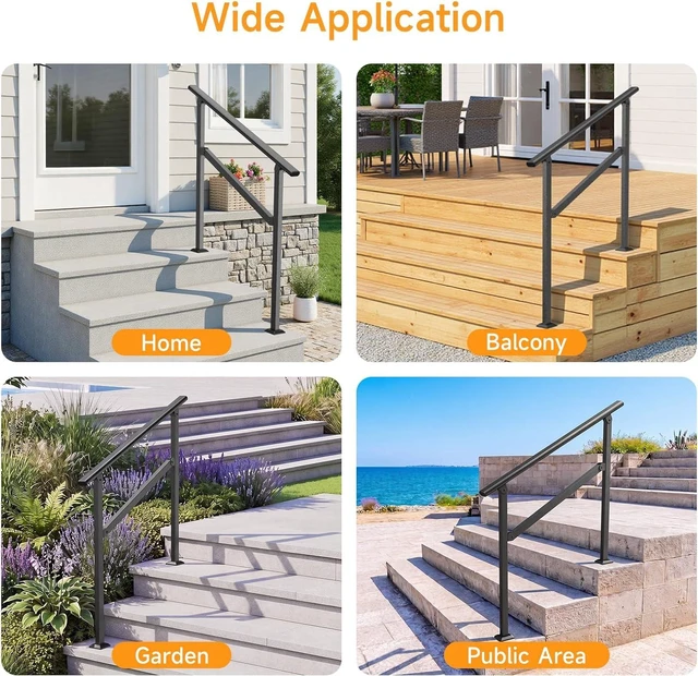 Alt view image 7 of 7 - Wrought Iron Hand Rails for 2-5 Outdoor Steps