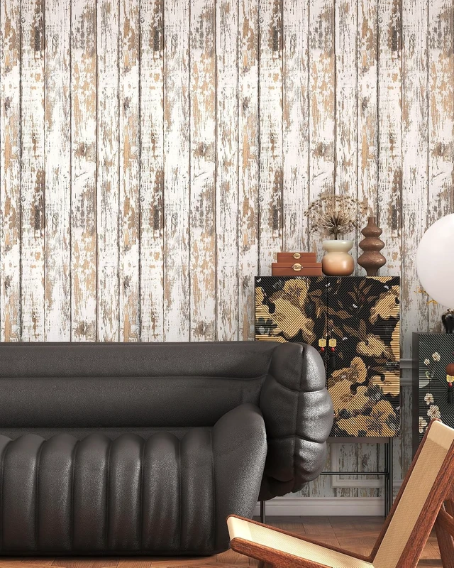 Alt view image 4 of 6 - 17.3"×393" Peel and Stick Shiplap Wood Contact Paper