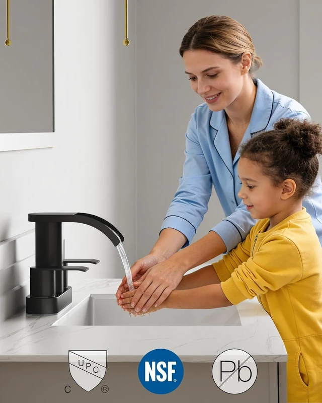 Alt view image 6 of 7 - 4'' Centerset Waterfall Bathroom Sink Faucet, Matte Black