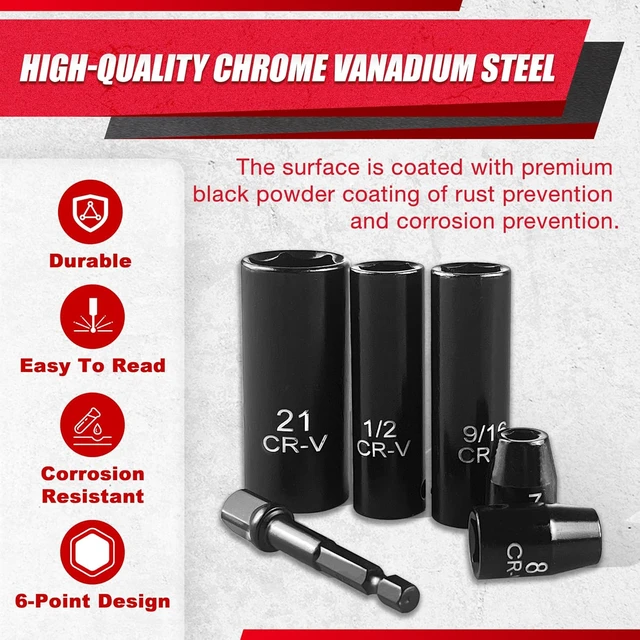 Alt view image 4 of 7 - 64-PC 3/8" Drive Impact Socket Set, SAE/Metric 6-Point, Deep & Shallow Cr-V with 72T Ratchet, Extensions & Adapters