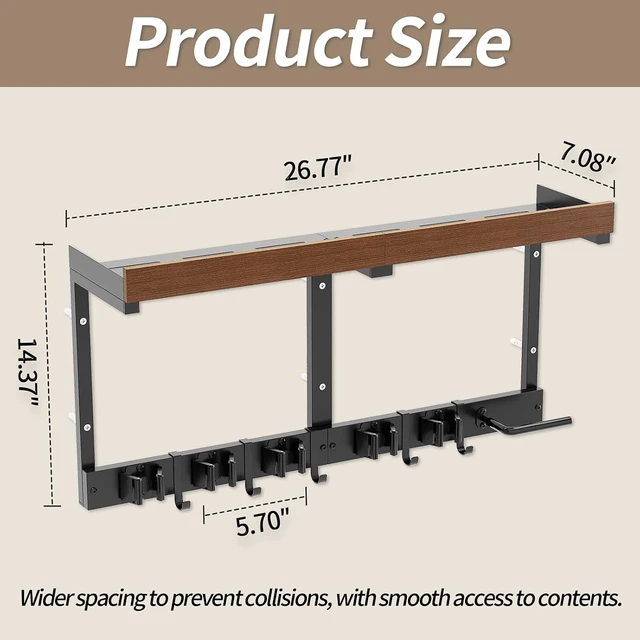 Alt view image 4 of 7 - Wall Mount Broom & Mop Organizer Hanger