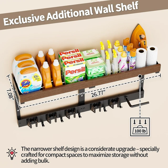 Alt view image 5 of 7 - Wall Mount Broom & Mop Organizer Hanger