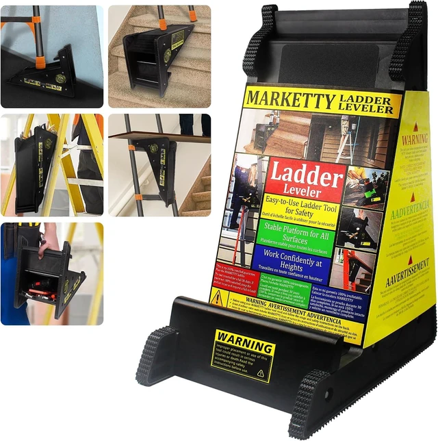 Main image of Ladder Leveler & Pitch Hopper Stabilizer for Stairs & Extension Ladders, Conquers Uneven Ground (Regular Black)