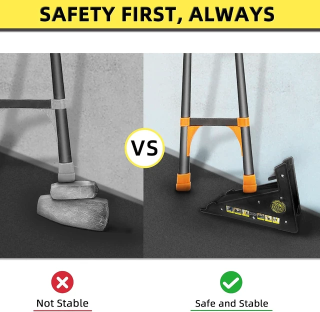 Alt view image 4 of 7 - Ladder Leveler & Pitch Hopper Stabilizer for Stairs & Extension Ladders, Conquers Uneven Ground (Regular Black)