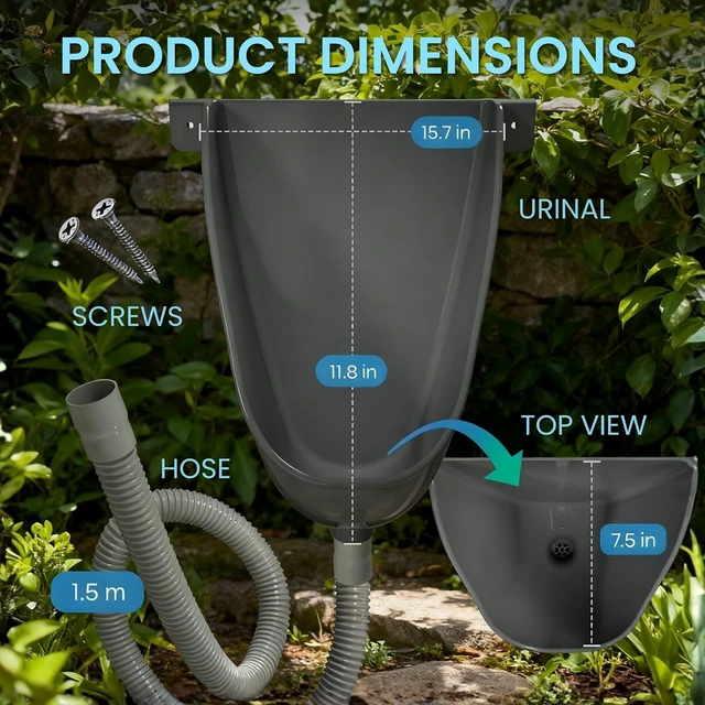 Alt view image 2 of 7 - UV Resistant Waterless Urinal with Hose, Outdoor Urinal for Men