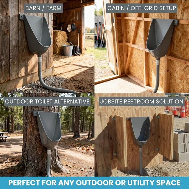 Alt view image 6 of 7 - UV Resistant Waterless Urinal with Hose, Outdoor Urinal for Men