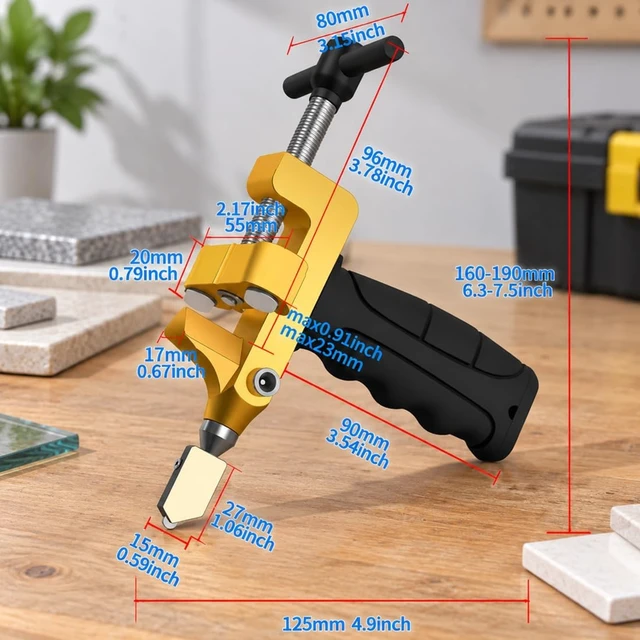 Alt view image 2 of 7 - 2-in-1 Glass Cutting Tool Kit, Tungsten Cutter & Breaking Pliers for Ceramic, Mirror & Tile with 2 Bonus Blades & Screwdriver
