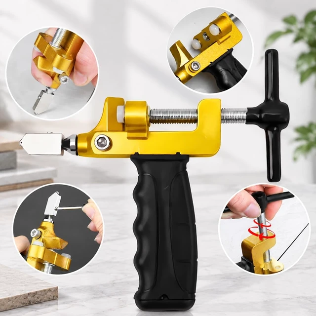 Alt view image 3 of 7 - 2-in-1 Glass Cutting Tool Kit, Tungsten Cutter & Breaking Pliers for Ceramic, Mirror & Tile with 2 Bonus Blades & Screwdriver